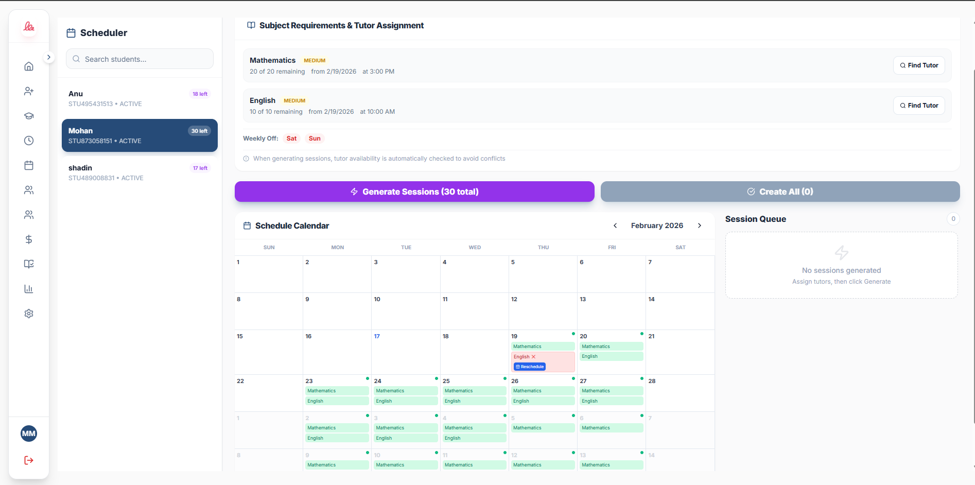 Lifewise Scheduler Interface